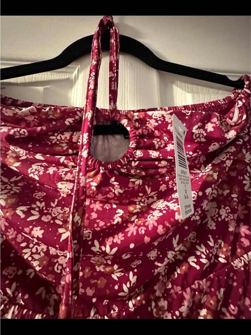 torrid NWT O-ring Fuchsia Floral Strapless Wide-Leg Jumpsuit - Picture 2 of 9